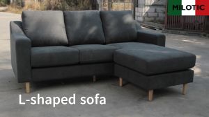 [Milotic] L-shaped Sofa / 2+3seater / Gray/ Washable Cotton Fabric/ High Legs / sofa