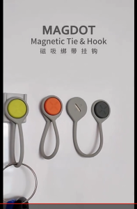 STYLEPIE C61 Magnetic Binding Strap Hook 3-Pack | Reusable Silicone Cable Organizer with Adhesive Wall Mount & Strong Magnet