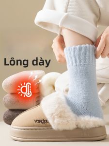 JINGCHI | Tất ống dài dày dặn mùa đông cho nữ Tất ống dài ấm áp bằng vải nỉ Tất ống giữa mùa đông cho bà bầu Tất ống dài bằng vải nỉ
