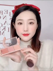 3 Colors Matte High Pigment Blush Palette Waterproof Long Lasting Highlighter Cheek Blush Powder Naturally Pigmented Blusher Face Makeup