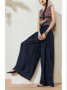SUSHE | Lustrous Texture Flowing Elastic Waist Wide Leg Pants