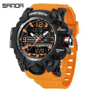SANDA 3133 Outdoor Mens Watches TPU Strap Casual Sports Quartz Digital Watch for Men Wristwatch Chronograph Military Clock