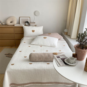 New Korean Style Bear Cotton Thickened Three-Piece Bed Cover Set Quilted Pure Cotton Quilted Tatami Bed Sheets All Year Round Neutral