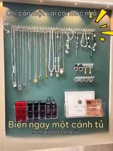 【M】3Pcs Self Adhesive Necklace Organizer Space Saving Multi Functional Jewelry Organizer Necklace Holder Wall Mounted