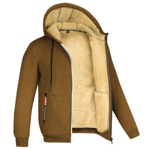 Mens Heavyweight Sherpa Fleece Lined Jackets Coats Windproof Zip Up Hoodie Winter Warm Hooded Sweatshirt Outerwear Outfits Tops