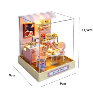Bộ Đồ Chơi Nhà Búp Bê Thu Nhỏ Bằng Gỗ Tự Làm 3D Kèm Đồ Nội Thất Và Đèn LED Đồ Chơi Xây Dựng Nhỏ Dành Cho Lứa Tuổi Từ 14 Trở Lên