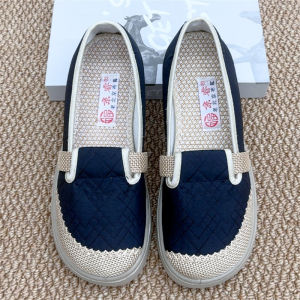 รองเท้าผ้าใบสไตล์ปักกิ่งแบบสวมสบายสำหรับผู้หญิง ทรงหัวมน ทรงแบน รองเท้าลำลอง สวมใส่สบาย น้ำหนักเบา แฟชั่นสำหรับผู้หญิง