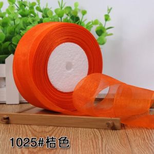 12/15/20/25/40/50mm 50Yards/lot  Stain Organza Ribbon Transparent Chiffon Ribbon White Red Pink  Purple Blue Yellow Black Green