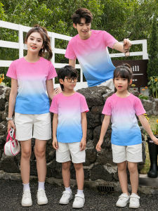 HONGLEXIUYAN | Gradient Color Family T-Shirts Sets for Mother Daughter Son Team Building