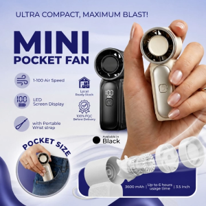 X688 Mini Pocket Fan 100-Speed High Velocity: Rechargeable Portable Handheld Fan with LED Screen