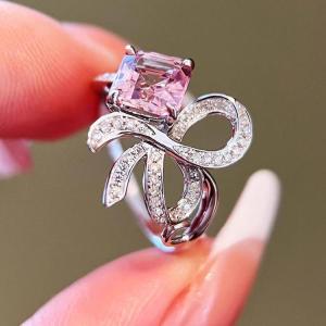Romantic Butterfly Knot Design Silver Ring for Women Sweet Fashionable Red Pure Silver Finger Ring Luxury S925 Elegant