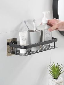 【SG STOCK】Wall Mounted Shower Caddy Basket Shelf Bathroom Storage Organizer No Drilling Adhesive Shower Shelf Storage