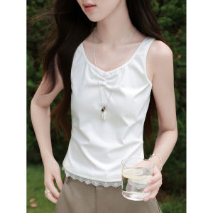 Áo Camisole Voan Ren Trắng Phong Cách Pháp
