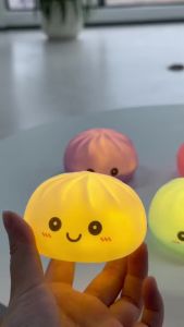 Bandai | New Dumpling Night Lights Glowing Dumplings Desktop Ornament Cute Glowing Dumpling Steamer Box Kawaii Dumpling Lights Gifts