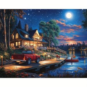 Jigsaw Puzzle for Adults 500/1000/1200/2000PCS Moonlit Night Lakefront Scenery DIY Craft Home Wall Decoration Gift Idea