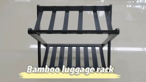 Bamboo luggage rack bamboo foldable luggage rack hotel luggage holder black
