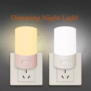 Cute Mini LED Night Lamp Kids Night Light Push Button Switch Bedside Soft Baby Night Lamp Wall Socket Lamp EU/US Plug Decoration