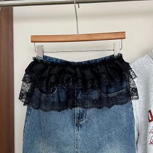 กระโปรงจีบผ้าลูกไม้สไตล์บัลเล่ต์สำหรับผู้หญิง กระโปรงสั้นผ้าโพลีเอสเตอร์ผสมลายพิมพ์ดอกไม้สไตล์เกาหลี