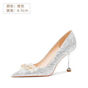 Wedding Shoes Crystal High Heels Womens Fashion Single Shoes Not Tired Foot Korean Style Glitter Water Diamond Bride Shoes