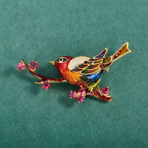 Elegant Enamel Bird Brooch Pin for Women Fashionable Trendy Personality Pin Flower Pin Alloy Silver Gold Plated Animal Pattern