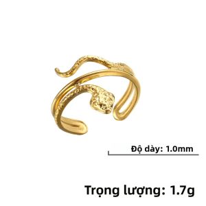 Nhẫn Mạ Vàng Thép Không Gỉ Kiểu Dáng Con Rắn Xoắn Mở Dành Cho Nữ Cazador Phong Cách Punk Nhẫn Đeo Ngón Tay Hình Thú Thích Hợp Làm Quà Tặng Dự Tiệc Và Quà Tặng Ngày Của Mẹ