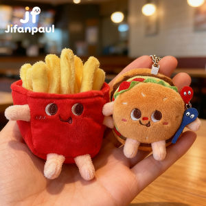 JIFANPAUL | Cute Hamburger and French Fries Plush Toy Book Bag Keychain