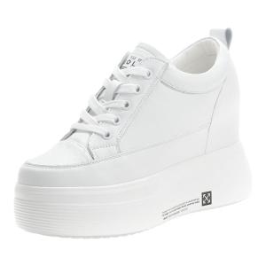 SHIPAILUO | Elevated Heel Womens Shoes 10cm Heightening Spring New Genuine Leather White Sneakers Casual Thick Bottom Platform Single Shoes