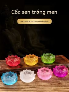 Cốc Đựng Nước Hoa Sen Thủy Tinh Dùng Trong Nhà Phật Cốc Đựng Nước Thánh Cốc Đựng Nước Sạch Cốc Lễ Cúng Bộ Bát Đĩa Trang Trí