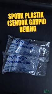 Spork Makan Plastik Bening isi 25 pcs Sendok Garpu Makan Catering Kuat Panjang