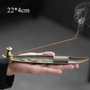 Lư Hương Bằng Đồng Cổ Điển Hình Thuyền Câu Cá Thiền Có Khay Hứng Tro Thiết Kế Cá Koi Dùng Cho Thiền Định Yoga Trang Trí Phòng Trà