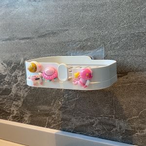 Adorable Wall-Mounted Draining Soap Dish Multi-Layer Shelf Bathroom Home Use No-Punching Needed Soft Cute Healing Style