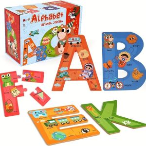 Trò chơi bằng gỗ ABC cho trẻ em-26-Piece Bảng chữ cái động vật ghép hình Montessori đồ chơi học tập cho 3-5 tuổi giáo dục Quà Tặng bé trai & cô gái