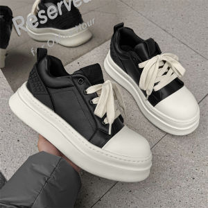 Trendy Thick Bottom Mens Sneakers Couple Style Classic Pure Color round Toe Casual Board Shoes Korean Version Net Cloth Inner