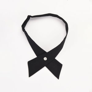 Black College Style Womens No-Tie Zipper Bow Tie