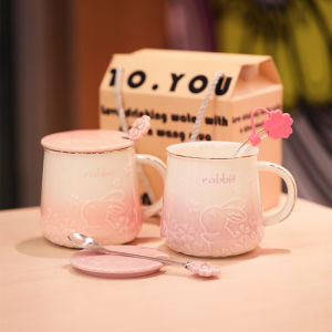 Cốc Cà Phê Bằng Gốm Sứ Có Nắp Đậy Zhenwang Sakura Cốc Cà Phê Sáng Cho Cặp Đôi Cốc Nước Văn Phòng Thiết Kế Scandinavia