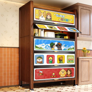 MEISD | Vintage Style Steel Wood Kitchen Storage Cabinet Multilevel