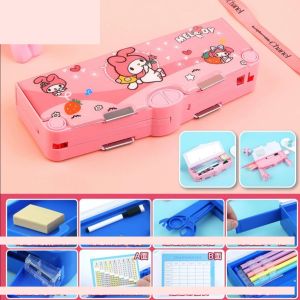 tempat pensil anak perempuan dua sisi banyak tombol penyimpanan