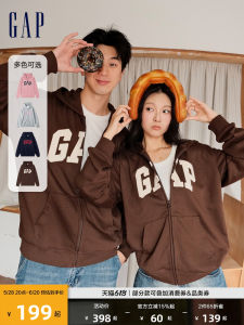Couples American Style Hoodie Sweatshirt Mens Loose Fit Cotton Polyester Zipper Closure Logo Print Fall Season Gap Brand