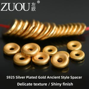 ZUOOU | 24K Gold Plated Silver Spacer for DIY Bracelet