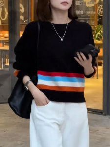 QINGNAER | Black Oversized Slimming Loose Fit Plus Size Sweater