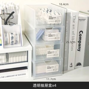 Double Layer Desk Organizer Stand with Drawer Transparent Office Workstation Computer Desktop Storage Rack Bookshelf Storage