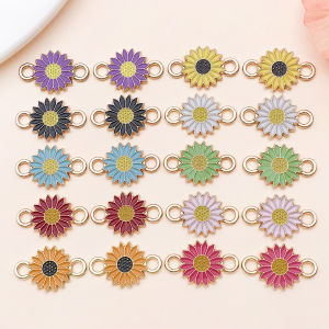  10/20pcs 23x13mm Enamel Daisy Sunflower Charms Bracelet Earrings DIY Jewelry Pendants For Woman Handicraft Making Connectors