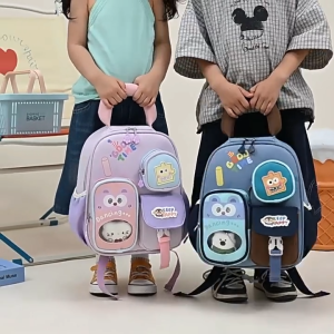 GrowSafe 2026 New Cute 13 Inch Lightweight Multi Pocket Kids Kindergarten Cartoon Backpack For Boys Girls