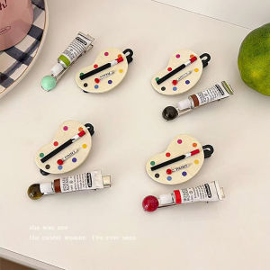1pc/2pcs Cute artificial art watercolor pigment palette hairpin girly bb clip side bangs clip headpiece hairpin