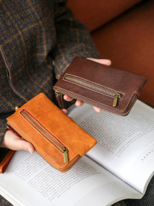 New Arrival First Layer Cowhide Clutch Bag Womens Long Leather Zipper Wallet Retro Large Capacity Mobile Phone Coin Purse Card Holder