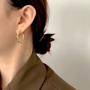 My Natural Korean Fashion Design Twisted Circle Earrings麻花耳圈欧美耳钉