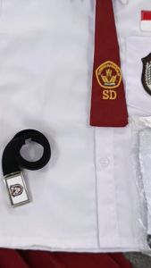 setelan seragam sekolah merah putih perempuan lengan pendek sd kelas 1-6