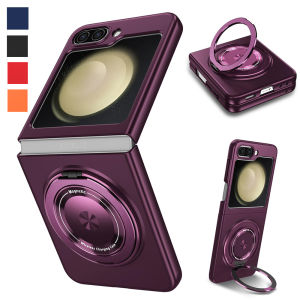 Compatible with for Samsung Galaxy Z Flip 7 6 5 4 3 Case Rotate Ring Magnetic Protection Shockproof Cover for Samsung Galaxy Z Flip 7 6 5 4 3 5G Foldable Slim Case (Black)