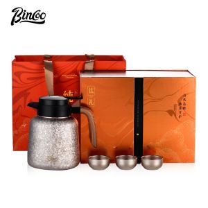 BINCOO Pure Titanium Thermal Flask Insulated Kettle Smart Temperature Display Coffee Pot Home Steeping Teapot Large Best Gift 1.2L