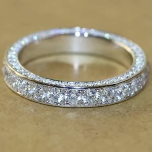 Nhẫn Cưới Sang Trọng Dành Cho Nữ Một Hàng Đá CZ Lấp Lánh Trang Sức Dành Cho Các Cặp Đôi Quà Tặng Người Yêu Kiểu Cài Móng Cổ Điển